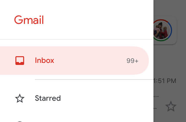 UNread count of 99+ on my gmail address